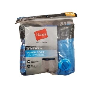 NWT Hanes Platinum Boys Boxer Briefs 3-Pk Blue
